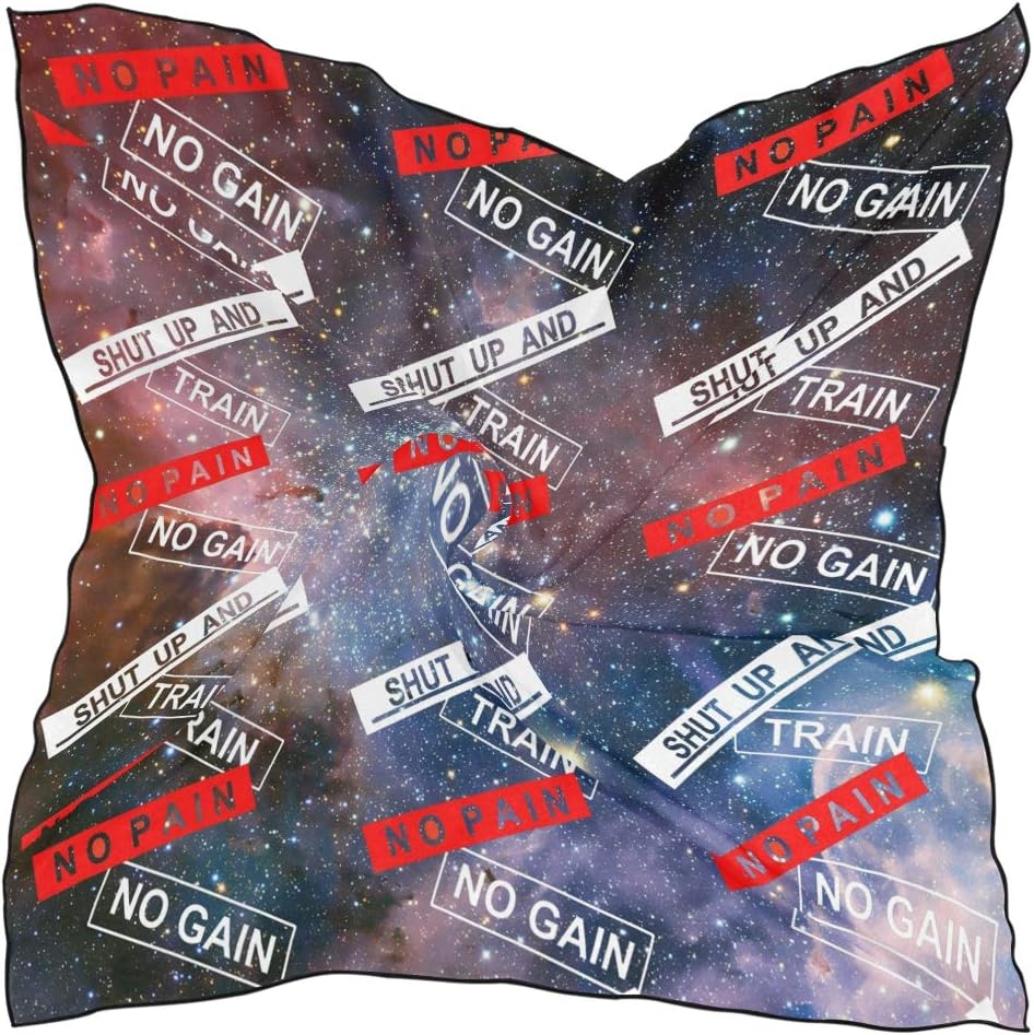 Fitness DNA No Pain Gain Galaxy Bandana Square Polyester Satin Neck Head Scarf Scarves Set Kerchief