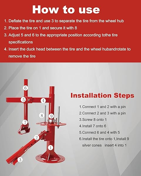KRYSOLAD MANUAL TIRE CHANGER MACHINE, PORTABLE TIRE CHANGER WITH DUCK HEAD, 12”-21” TIRE CHANGE, FIT FOR CARS, TRAILER, ATV, TRUCK, SUV