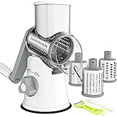 Ourokhome Rotary Cheese Grater Hand Crank, Kitchen Shredder Speed Mandolin Slicer Nuts Grinder with Handle and Drum Blades fo