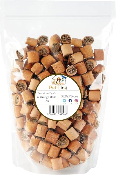Pet Ting Premium Duck & Orange Dog Biscuits 1kg Rolls