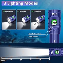 WINDFIRE TS08 Scuba Diving Flashlight, Super Bright
