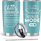 Absacie School Nurse Gifts, Nursing School Student Nurses Week Gifts, 20oz Stainless Steel Tumbler with Lid Straw