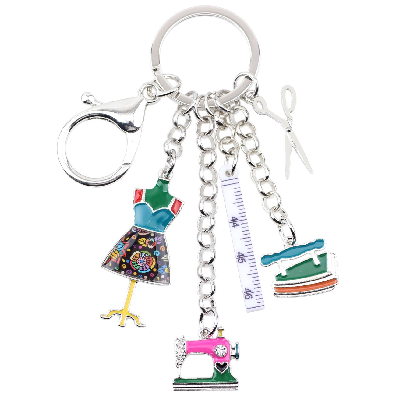 BONSNY Enamel Alloy Sewing Machine Keyring Keychain Fashion Jewelry For Women Girl Bag Car Key Charms Gift (Multicolor)
