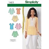 Simplicity 1461 Women's Tunic Top Sewing Pattern, Six Styles with Neckline &amp; Sleeve Variations, Sizes 20W-28W
