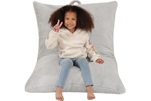MOMCAYWEX 3-in-1 Kids Bean Bag Chair, Gaint Pillow Mattress for Kids, 35" x 50" x 10", Grey