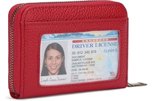 SENDEFN Leather Wallet Women RFID Blocking Small Compact Wallets Credit Card Holder with ID Window