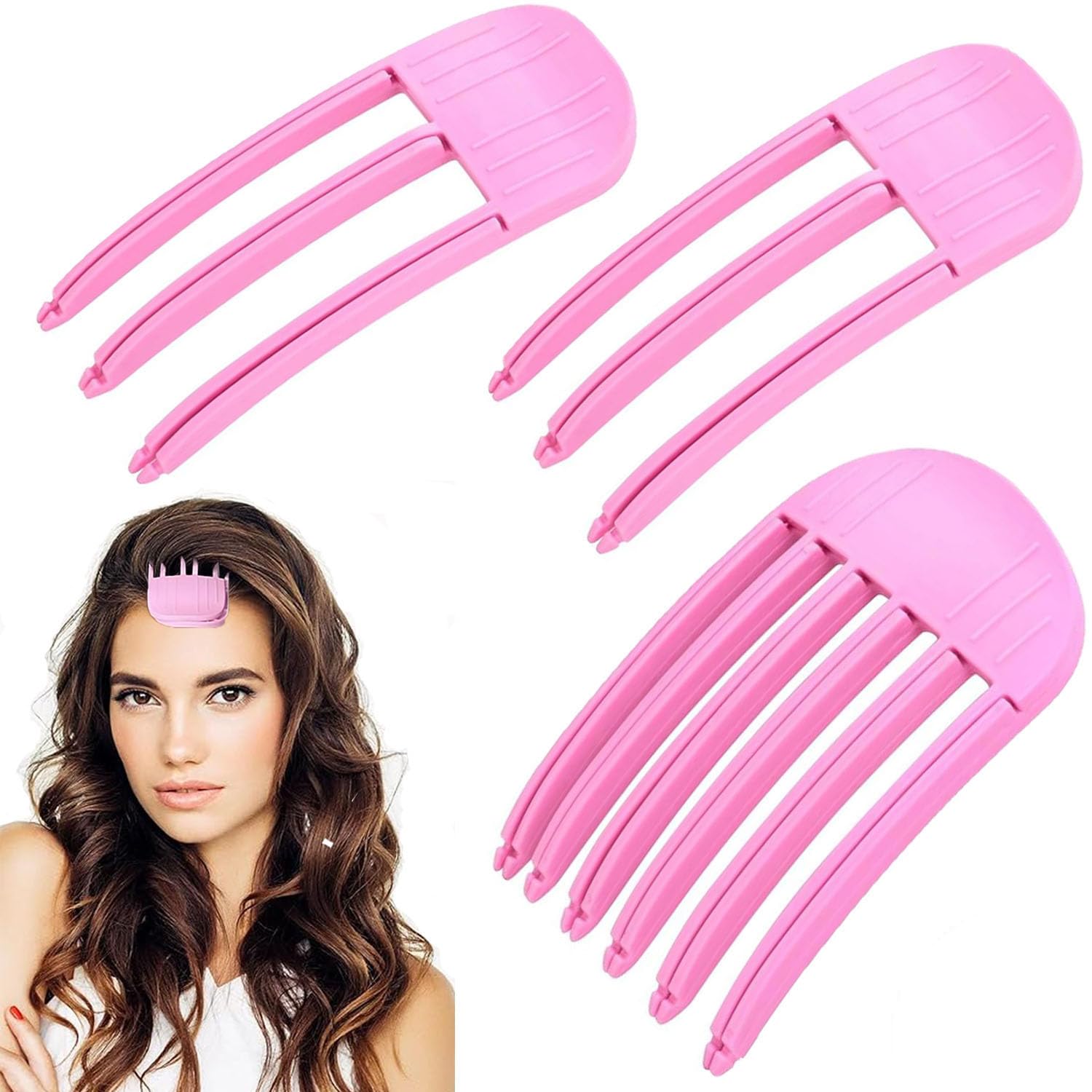 Photo 1 of 3Pcs Hair Volume Clips, Root Booster Clips,Volumizing Hair Clips for Fluffy Bangs, Wind Shaping Styling Combs,Quick Hair Styling Tools Gift for Women and Men (Pink)