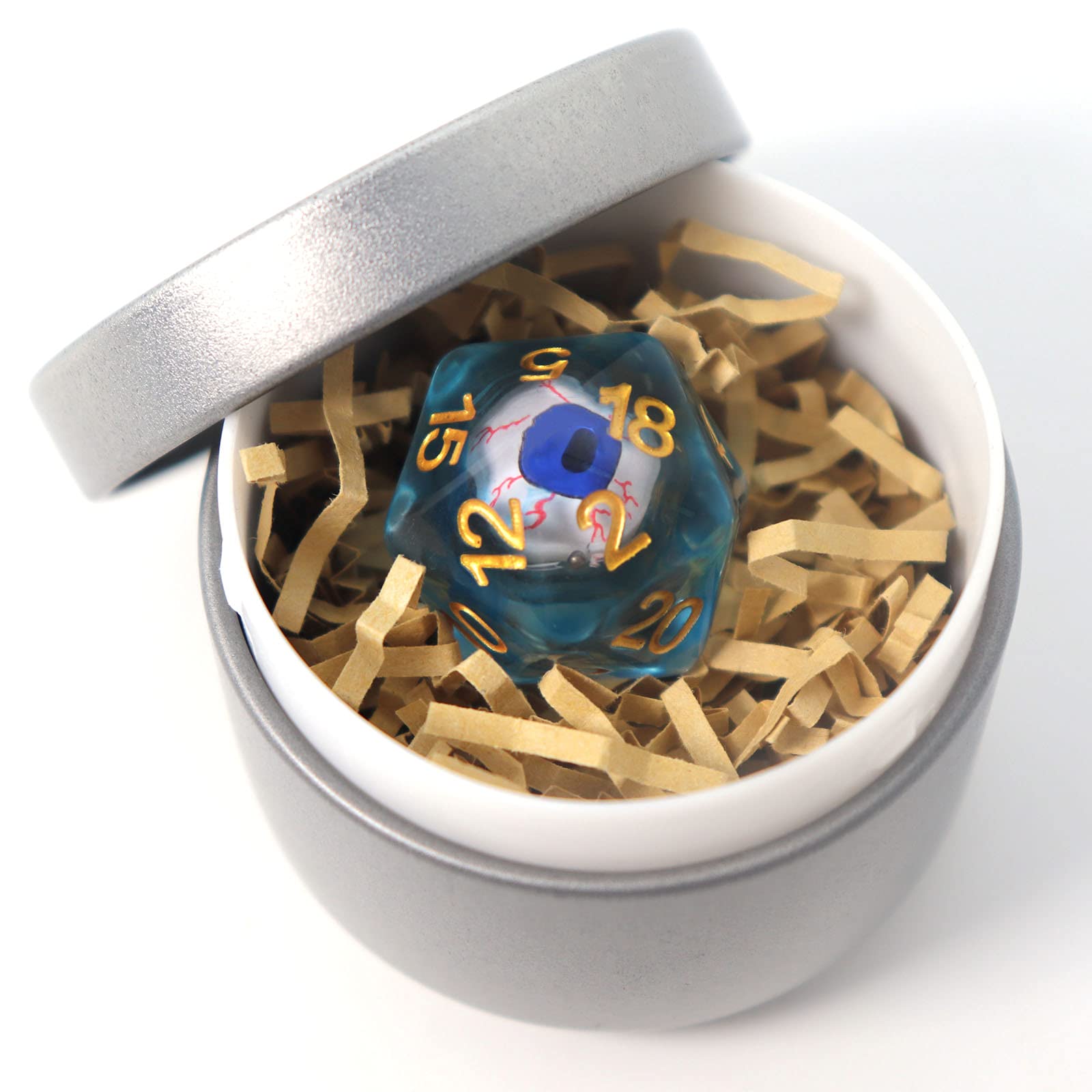 DND Dice with Metal Case, Byhoo Red Eye D20 Dice of Dungeons and Dragons, DND Bloodshot Eyeball Dice with Box Set - 5e DND Accessories Board Game Unique Dice Gift for Roleplay Game Starter Beginner