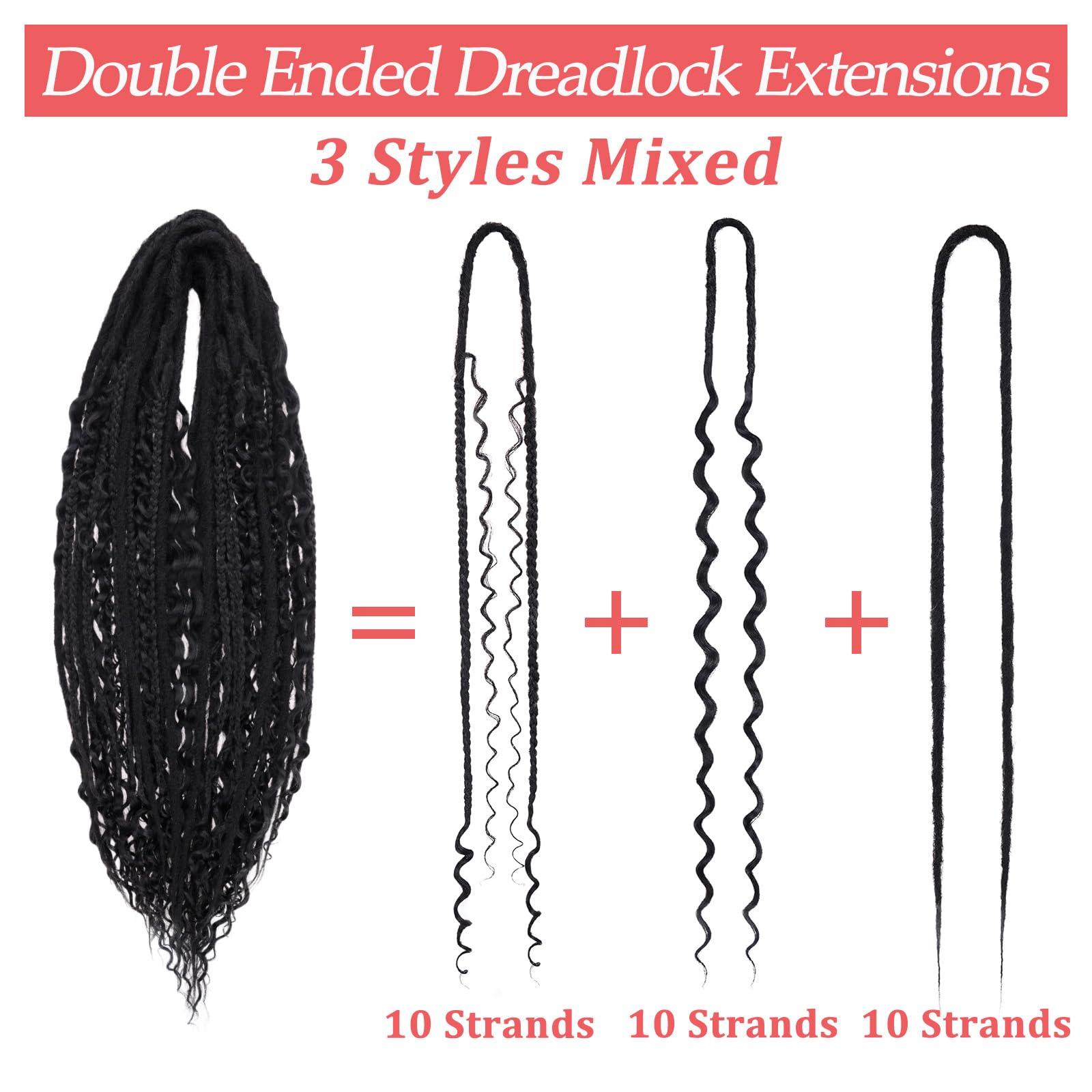 Leeven 30 Strands Double Ended Dreadlock Extensions