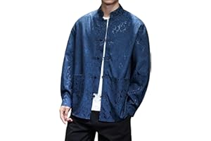 WQHANFU Mens Chinese Traditional Shirt and Tang Suit Men with Silk Embroidery Kung Fu Shirt Men Shirts Casual