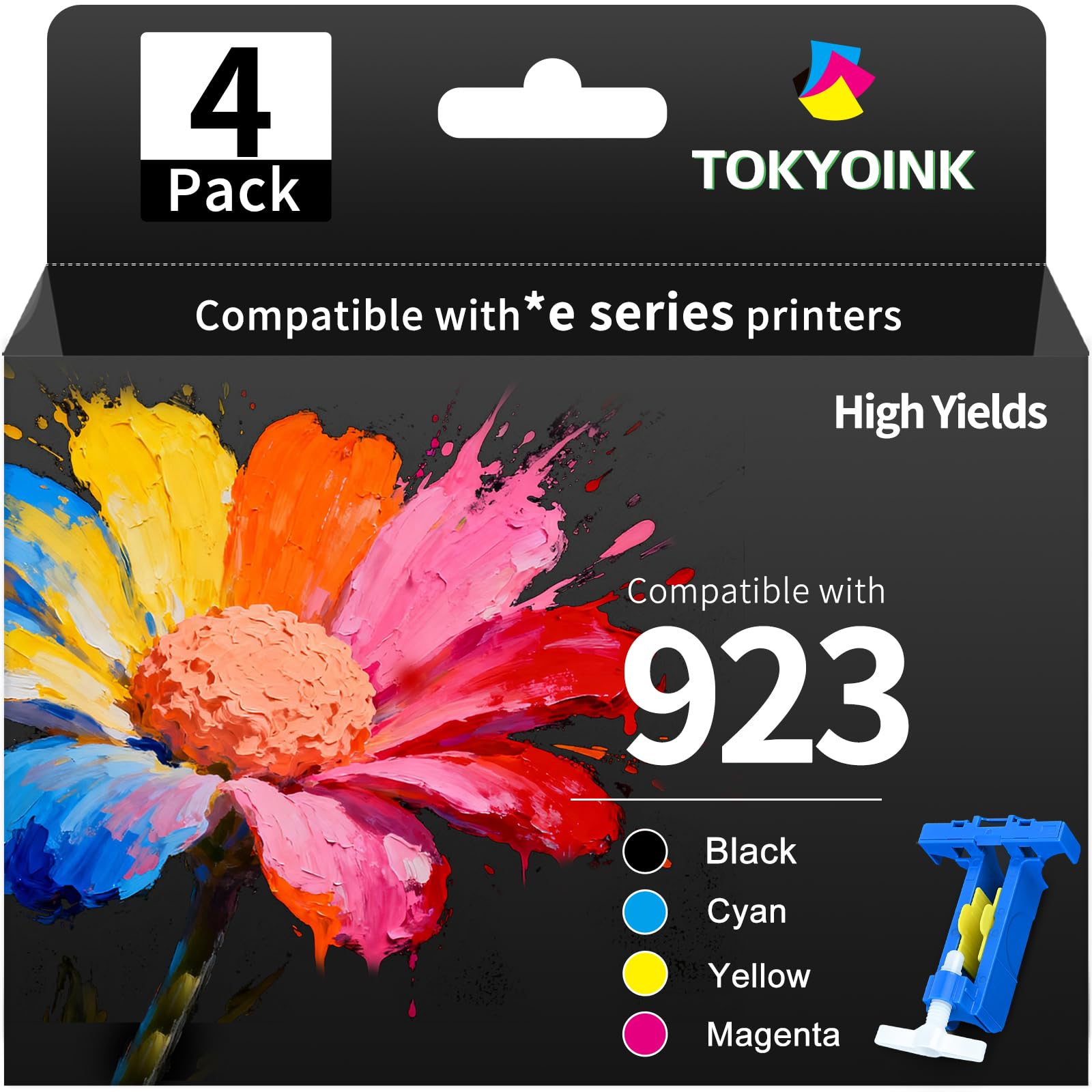 Photo 1 of TOKYOINK 923 Ink Cartridges Combo Pack 4 Pack Replacement for HP923 923 Ink Cartridges for OfficeJet 8120 8122e 8123 OfficeJet Pro 8130 8135e 8138e 8139e Printer Latest Version Without Chip 4 Pack