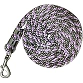 Horse Poly Lead Rope with Heavy Duty Bolt Snap, Braided Rope for Horse and Livestock (Light Purple/Silver)
