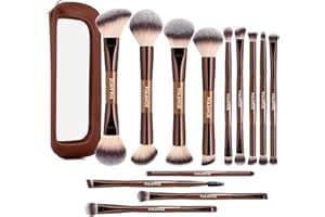 MAANGE Makeup Brushes Set, 13 PCS Premium Double-Ended Makeup Brush Foundation Contour Blush Blending Concealer Eyeshadow Bru