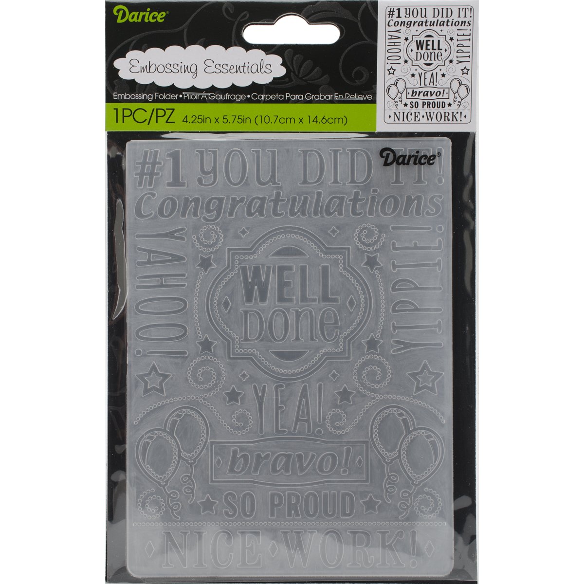 Darice Embossing Folder 4.25 x 5.75-inch-Congrats Collage