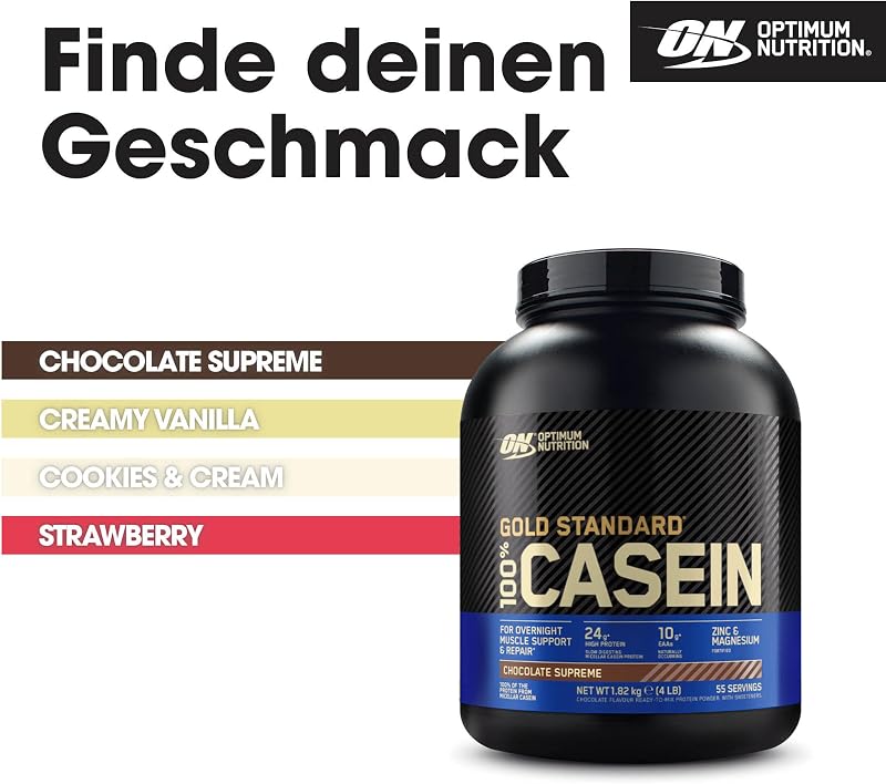 Gold Standard 100% Casein Proteinpulver, Geschmack Chocolate Supreme, 1.82 kg, 55 Portionen