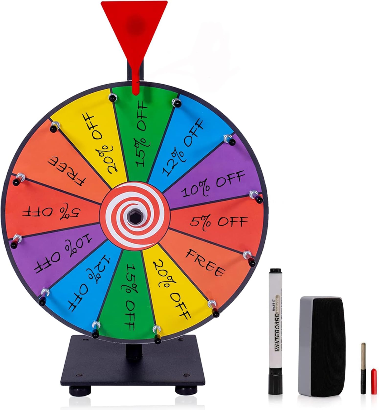 Photo 1 of Hooomyai 12 Inch Heavy Duty Spinning Prize Wheel with Iron Base & Iron Teeth, Spinner Wheel for Games with 12 Color Slots,Tabletop Spin Prize for Trade Show Carnival Party