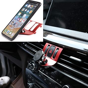 Amazon Com Magnetic Car Mount For Cell Phone For Bmw X5 X6 F15 F16 15 16 17 Car Mounting Cradle For Any Smart Mobile Phone Holder Aluminum Alloy Trim Red Automotive