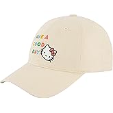 Hello Kitty Baseball Cap, Adjustable Cotton Dad Hat with Curved Brim, Have a Good Day, Khaki, One Size