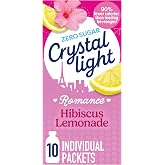 Crystal Light Drink Mix, 10 packets, Hibiscus Lemonade, 0.14 oz | Zero Sugar &amp; 90% Fewer Calories, Single-Serve Packets, Mix with Water
