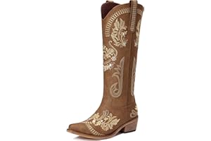 Dixhills Cowboy Boots for Women - Wide Calf Knee High Cowgirl Boots, Glitter Sparkly Rhinestone Western Country Boots with Classic Embroidery, Pointed Toe Pull On Zipper Retro Boots