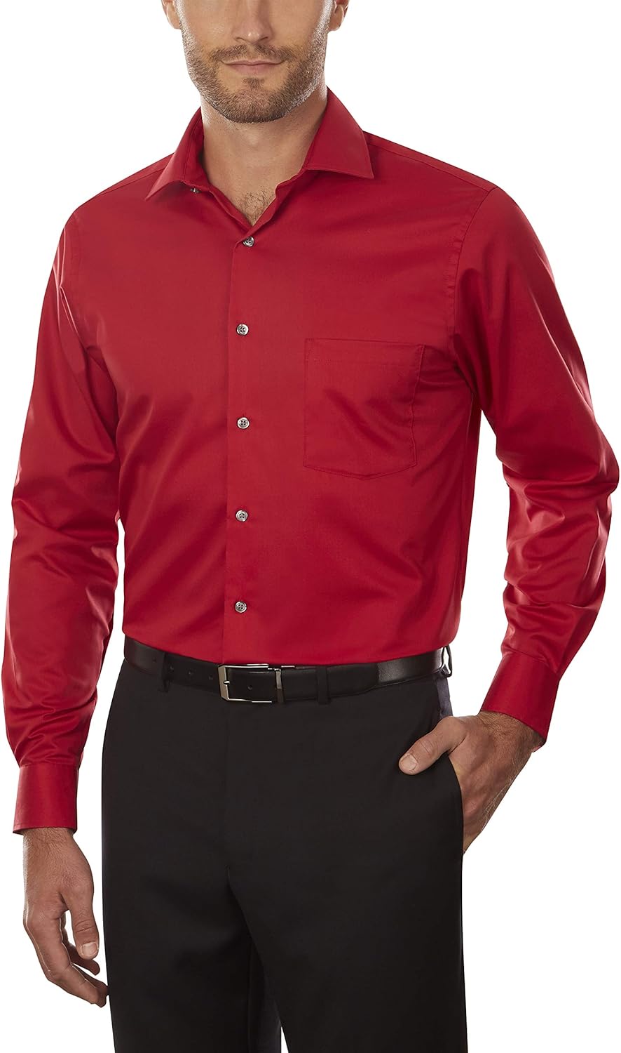 van heusen men's dress shirt regular fit flex collar solid