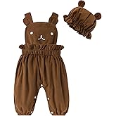 YOUNGER TREE Baby Boy Girl Overalls Newborn Infant Corduroy Suspender Pants Animal Romper Jumpsuit with Hat Toddler Clothes