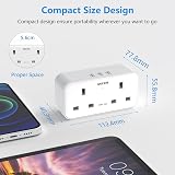 Mscien UK to European Travel Adapter Plug 3 USB 2 Way Extension Socket Type E F view 6