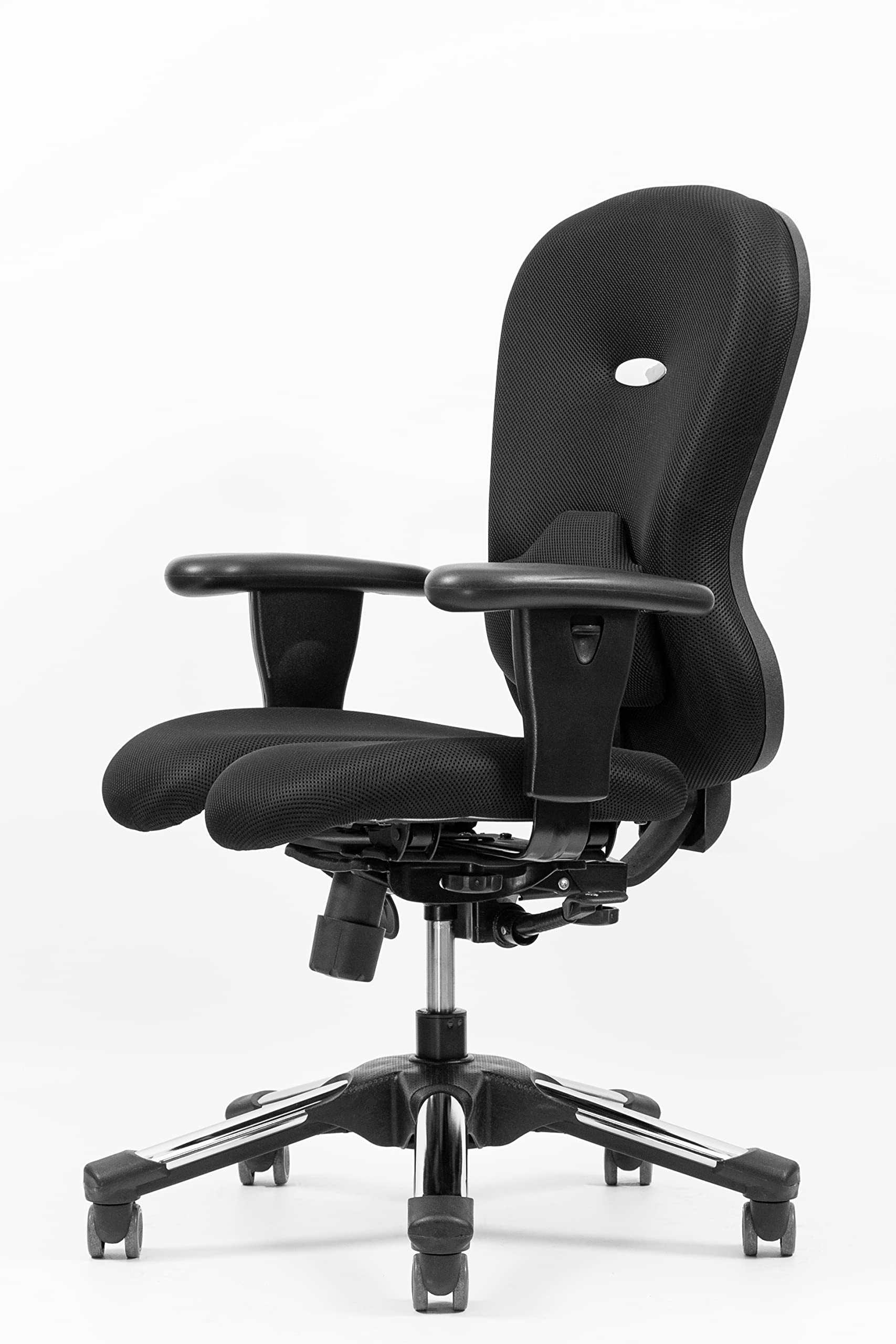 View 1 of HARAchair Miracle - Computer Chair with Split Seat by Hara Chair for Home&Office, Dynamic Seat, Lumbar Support, Metal Base, Black Mesh Fabric, Mid Back Chair, Easy Assembly