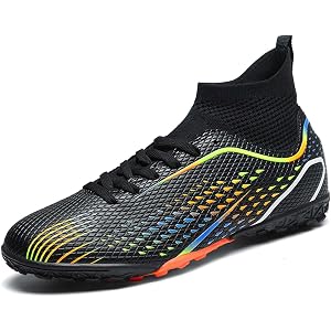 tevzolpa High Top Soccer Cleats for Men Women Youth TF Turf Indoor Soccer Shoes AG Artificial Grass Football Boots Outdoor Br