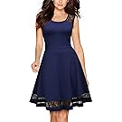 Miusol Women's 1950'S Floral Lace Contrast Halter Party Mini Dress,Blue,XX-Large