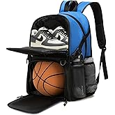 TYRONAL Basketball Bag Backpack with Ball Holder and Shoes Compartment,Best for Basketball, Soccer, Volleyball, Gym. (BLUE)