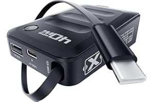 Hohosb Retractable USB C Charger Block,40W PD Fast Charging Blocks with Retractable Type C Cable and Dual Port Travel Charger,USB Charger Block with Foldable Plug for iPhone 16/15,Galaxy,Pixel-Black