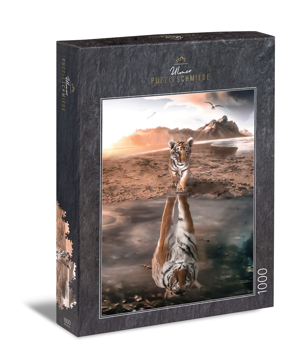 Ulmer Puzzleschmiede - Tiger Puzzle "Great Future" - Classic 1000 Piece Puzzle, Made in Germany, with Poetic Animal Motif - With Patience and Strength the Tiger Baby Becomes the King of Animals