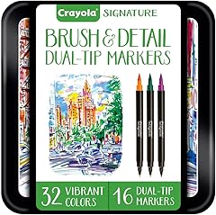 Crayola Brush & Detail Dual Tip Marker Set, 16 Markers, 32 Colors, Adult Coloring Markers, Gifts for Teens & Adults