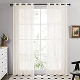 Deconovo Solid Eyelet Semi Transparent Voile Curtains Beige 2 Panels 140x260 cm