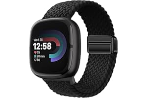 Braided Magnetic Bands Compatible with Fitbit Versa 4/Fitbit Versa 3/Sense 2/Sense 1,Soft Stretchy Elastic Nylon Sport Loop Strap for Women Men (Black)4.4 out of 5 stars 1,086$5.75
