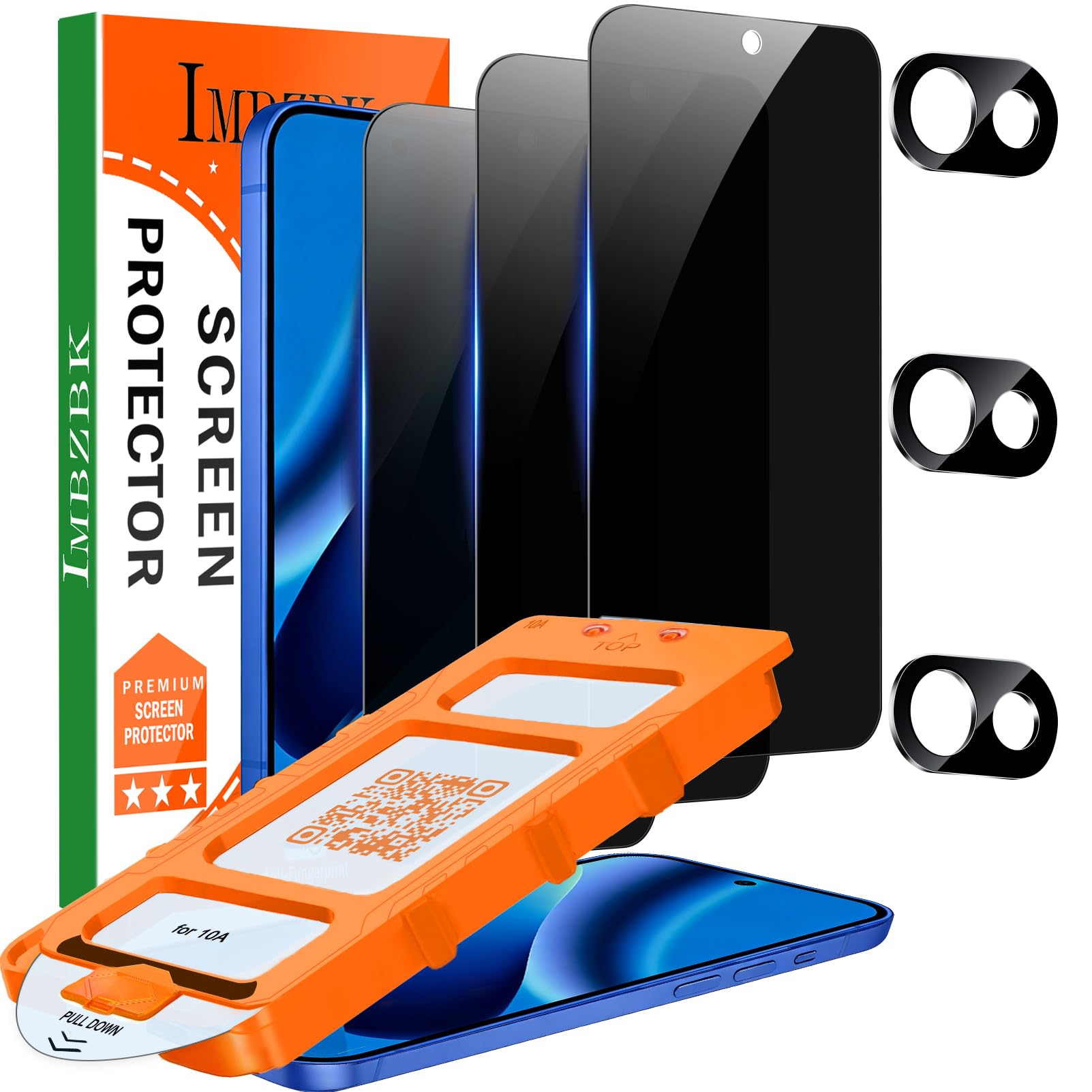 Photo 1 of IMBZBK [Auto-Dust Removal] Privacy Screen Protector for Google Pixel 10a [6.3 INCH] Anti Spy Private Accessories, Case Friendly, 3 Military Grade Tempered Glass 3 Camera Lens Protector