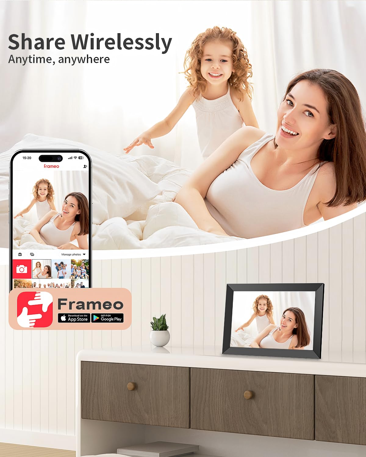 Frameo Digital Picture Frame, 10.1 Inch Smart WiFi Digital Photo Frame Electronic with 1280x800 HD IPS Touch Screen, Auto-Rotate, Wall Mountable, Share Photos/Videos Instantly via Frameo App