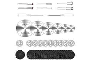 44Pcs Auxiren Cutting Wheel Kit for Dremel Rotary Tools, Mini HSS Circular Saw Blades Cutter, Resin Cutting Discs, 545 Diamond Cut Off Wheels for Cutting Wood, Metal, Plastic, PVC, Glass, Tile, Stone