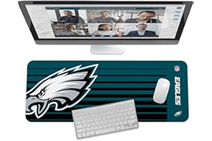 SOAR NFL Unisex Multifunctional Desk Mat for Desktop, (31.5"x12") - Ultra Soft Fabric with Non-Slip Rubber Backer - Water Resistant & Durable Nylon Stitching - Officially Licensed NFL, Desk Pad
