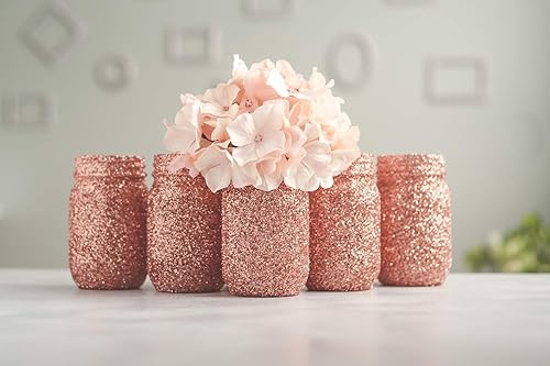 Amazon Com 24 Rose Gold Wedding Centerpieces Vases Bulk Glitter