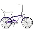 Tracer Retro Beach Cruiser for Adults,20 Inch Wheels,1.75 Tire, City Bike, Lowrider Springer Fork Retro Banana Seat,High Rise Handlebar - Multi Color