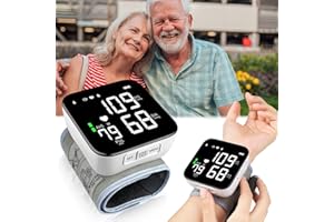 FOJOC Wrist Blood Pressure Monitor, 2025 New Digital Wrist Blood Pressure Monitor with 90X2 Readings Memory, Pulse Rate Monitoring, Large LCD Screen, Automatic Wrist Pressure Monitor for Home Use Black