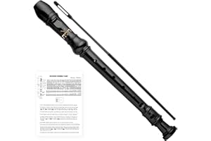 YONTY Soprano Recorder 8-Hole Instrument for Kids Beginners, German Style C Key Kids Flute with Cleaning Rod & Case Bag for School Education Home Entertainment - Black