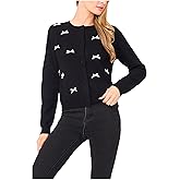 CeCe Womens Ribbon Applique Cardigan