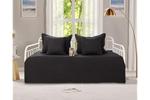 FEYOCN 5-Piece Cozy Daybed Bedding Set - Twin/Double Sided Quilting Comforter & Bedspread, Geometric Print, 39"x75" with 4 Pillow Shams