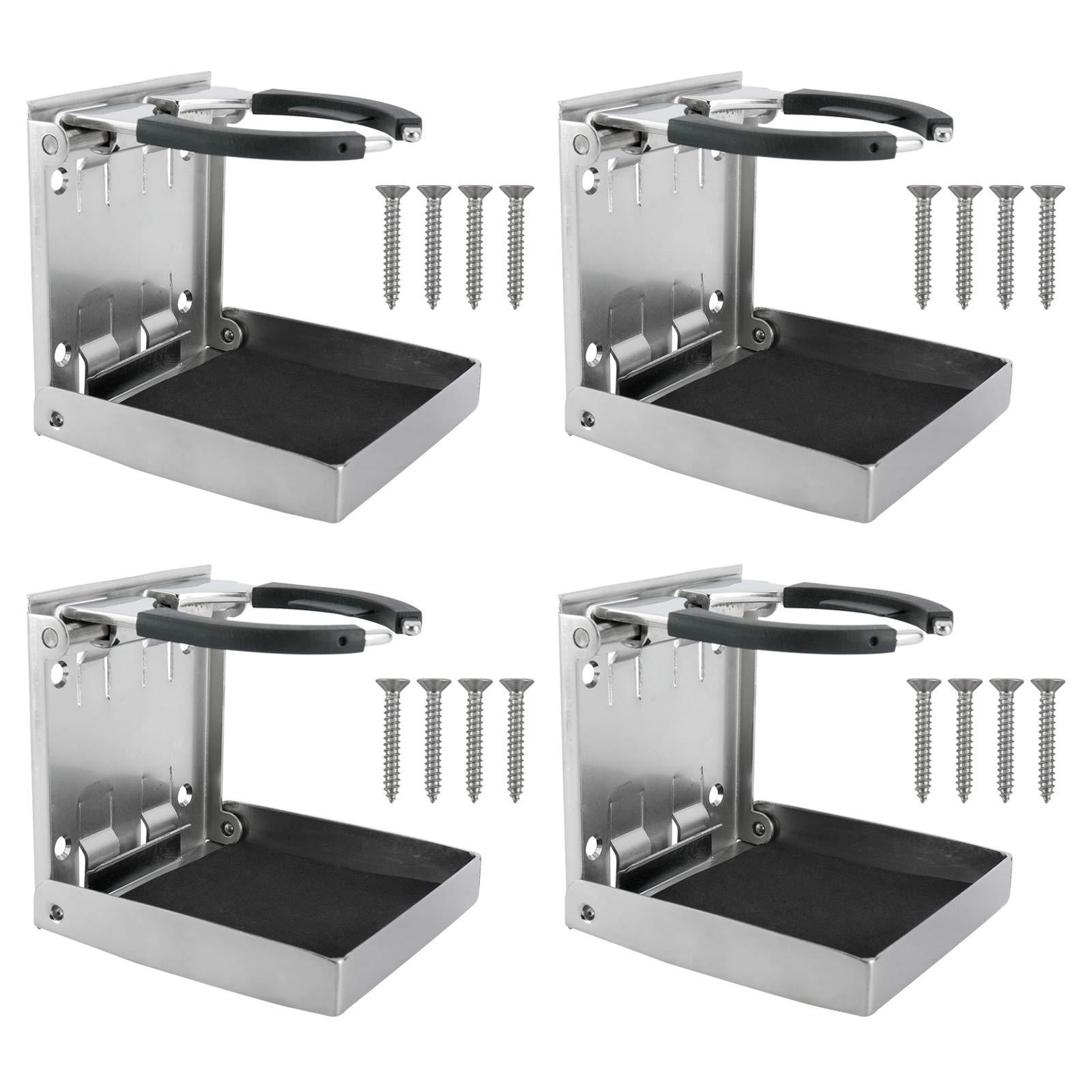 Photo 1 of YaeMarine 4-Pack Stainless Steel Adjustable Folding Drink Holder Cup Holder for Marine/Boat/Caravan/Car