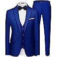 MAGE MALE Men's 3 Pieces Suit Elegant Solid One Button Slim Fit Single Breasted Party Blazer Vest Pants Set