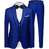 MAGE MALE Men's 3 Pieces Suit Elegant Solid One Button Slim Fit Single Breasted Party Blazer Vest Pants Set