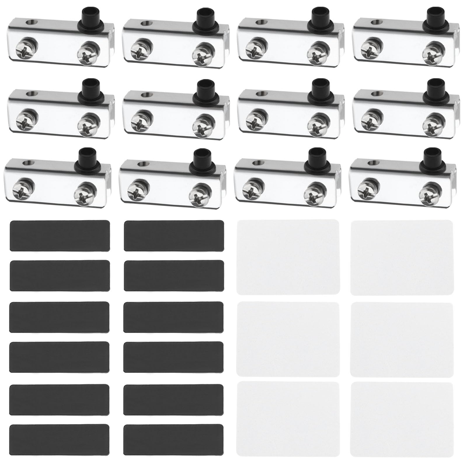 EMSea 12PCS Glass Door Pivot Hinge for 3mm-6mm Thickness Frameless Glass Doors Adjustable Display Cabinet Glass Door Clamp Replacement Door Hardware Silver